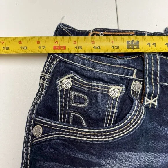 Rock Revival Baxter Cut Off Jeans Mens 31 Blue Y2K - Picture 8 of 12